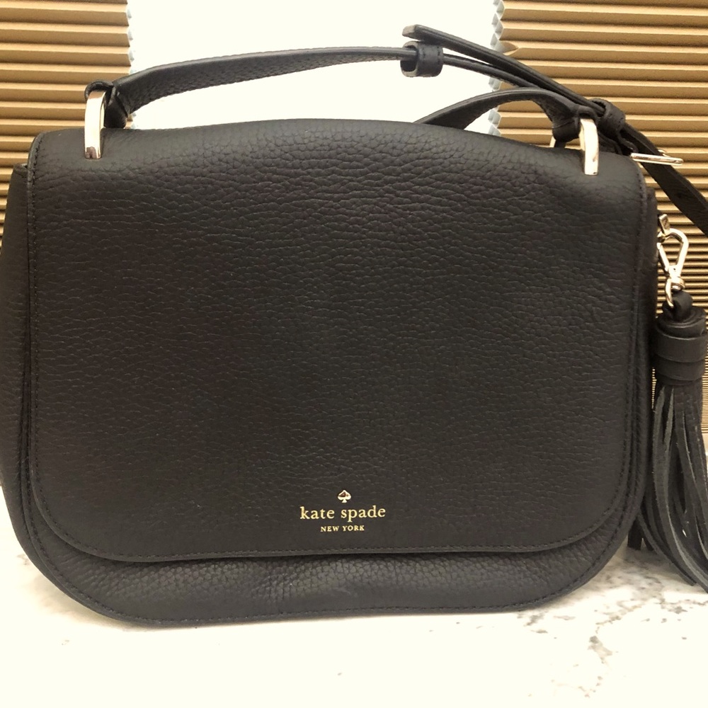 Black leather Kate Spade crossbody bag